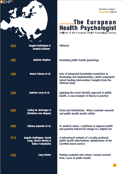 					View Vol. 21 No. 1 (2019): Health psychology and Public Health in the EHPS context
				